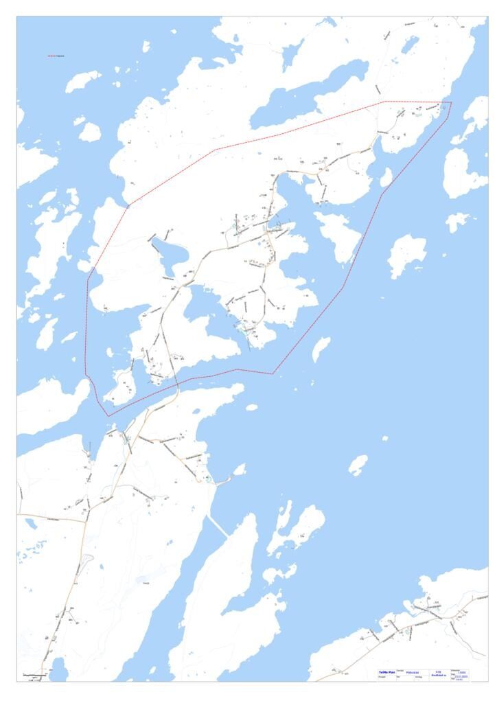 skisse over området som nå får fiberdekning.