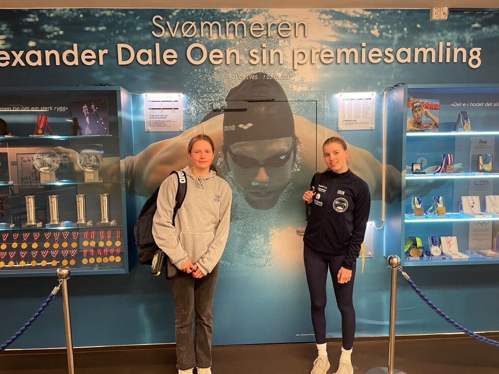 Stella Sørli Hanssen og Idun Ravn Lauritzen deltok i helga på Bergen Swim Festival, et internasjonalt svømmestevne med deltakere fra ti nasjoner. Begge satte nye personlige rekorder i løpet av helga.
 Foto: Gro Sørli Hanssen