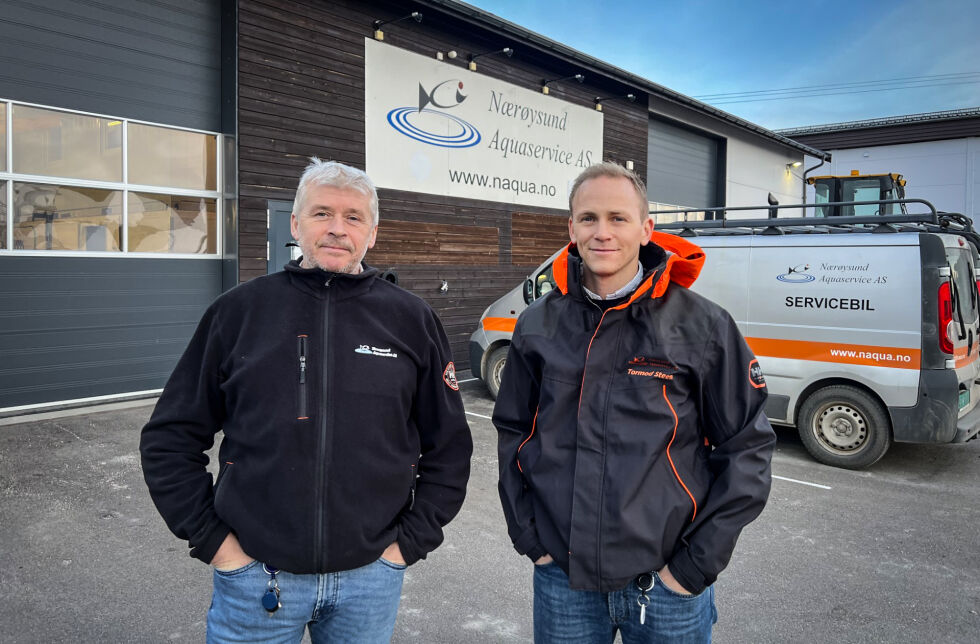 Daglig leder Brynjar Karlsen og ass.daglig leder Tormod Steen ser begge frem til å ta den nye avdelingen i Nærøysund Aquaservice i bruk.
 Foto: Knut Sandersen