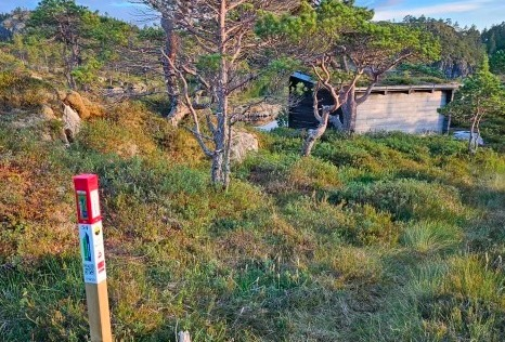 En av de mange stolpene i Kolvereid-omegn, en del av den nye trimaktiviteten Stolpejakten.
 Foto: KIL-trimgruppe