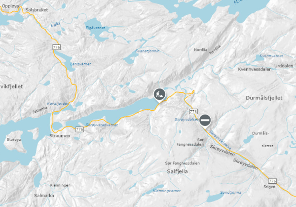 Stenger vei ved Skrøyvdalen