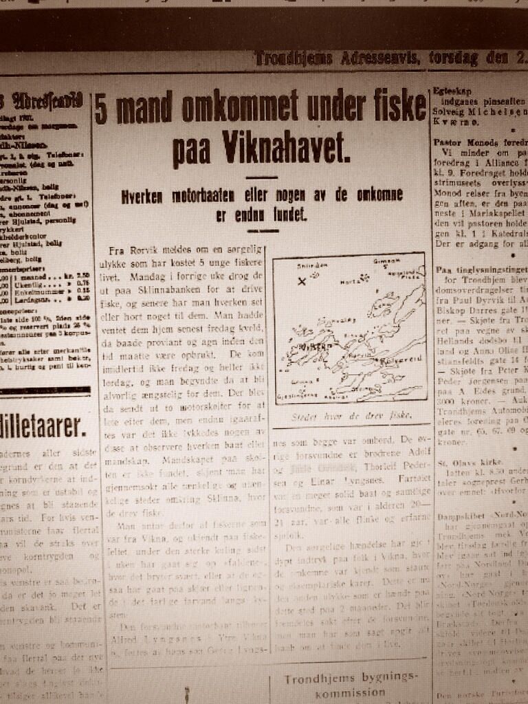 Avisoppslag fra Trondhjems Adressavis.