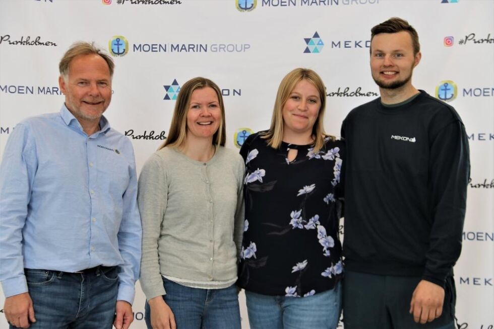 Purkholmen Industripark gir rom for vekst for Are Brekk (til venstre, konsernsjef i Moen Marin Group), Elisabeth Eiternes (leder for logistikk og interndrift, Moen Marin Service), Merete Dille Løvmo (administrativ leder, Mekon) og Ivar Sandneseng (daglig leder, Mekon). Førstkommende lørdag inviterer de barn, ungdom og voksne til å la seg inspirere av mulighetene ved Nærøysundet.