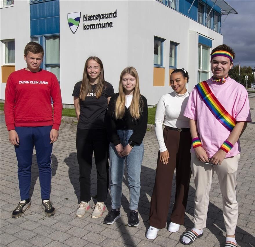 Noen av ungdomsrådets medlemmer.
 Foto: Nærøysund kommune