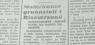 Betongskip grunnstøtte i Risværsundet