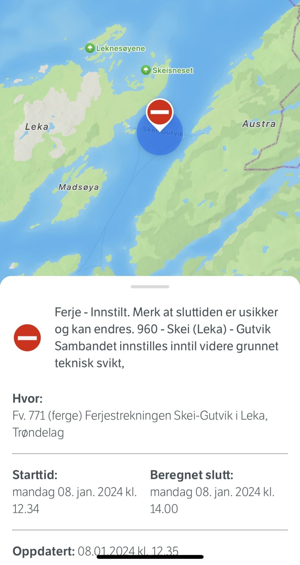 Skjermdump, VegvesenTrafikk