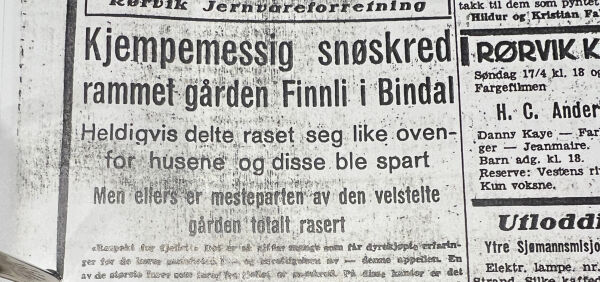 Et under at ikke menneskeliv gikk tapt da gård i Bindal ble rammet av snøskred