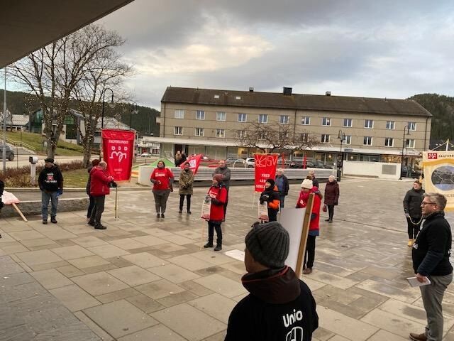 Fra streikemarkeringa i Namsos 15. desember.
 Foto: Privat