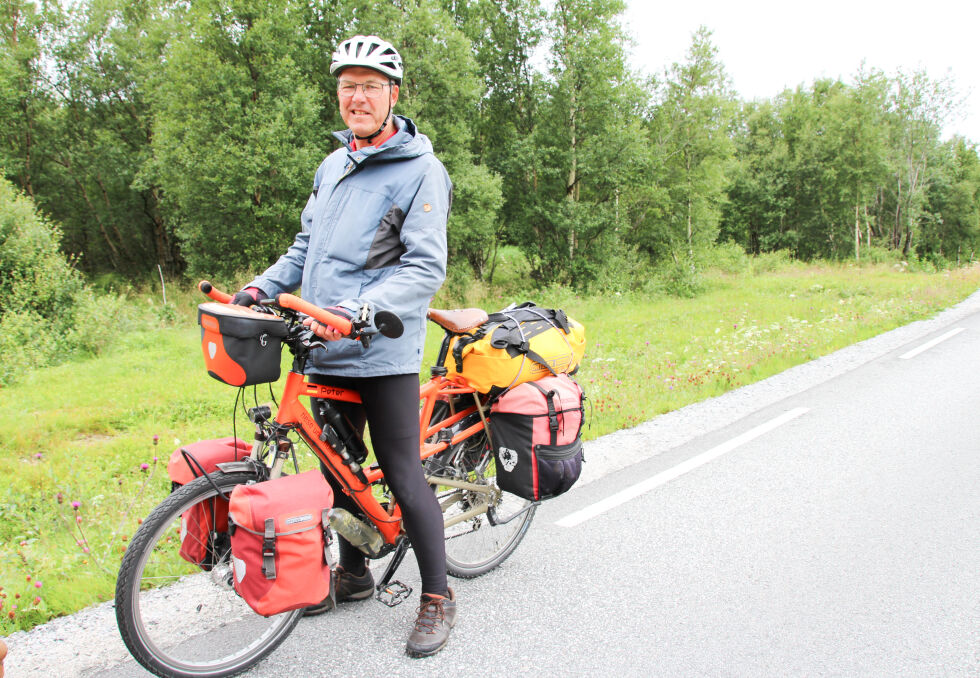 Peter Kesting hadde tilbakelagt 1860 kilometer på sykkel da han kom til Bindal.
 Foto: Hild Dagslott