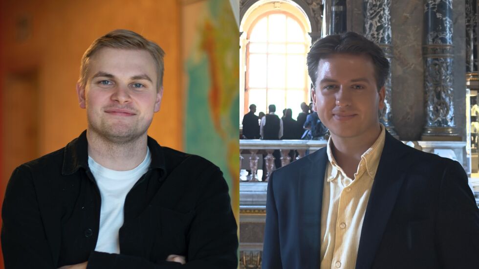 Nils Forren, leder i Senterungdommen og Dane Skofterud, internasjonal leder i Senterungdommen.
 Foto: Senterungdommen