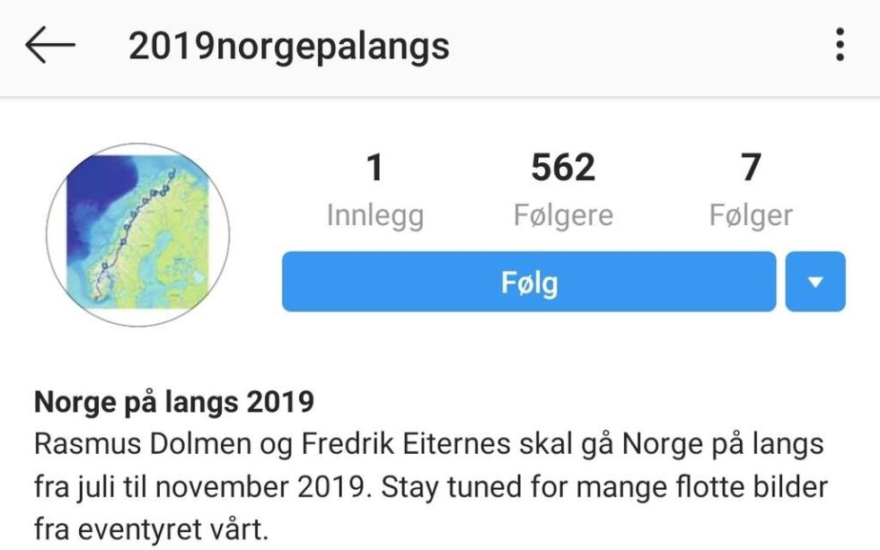 De har nylig laget en Instagram-konto som man kan følge reisen deres på.