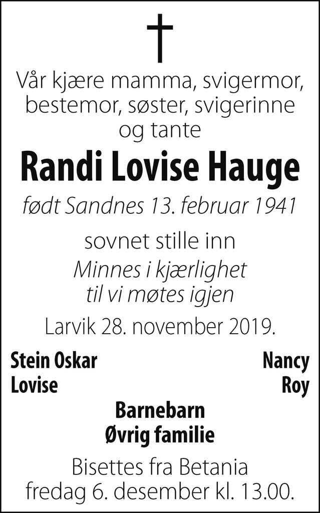 Randi Lovise Hauge, Larvik.