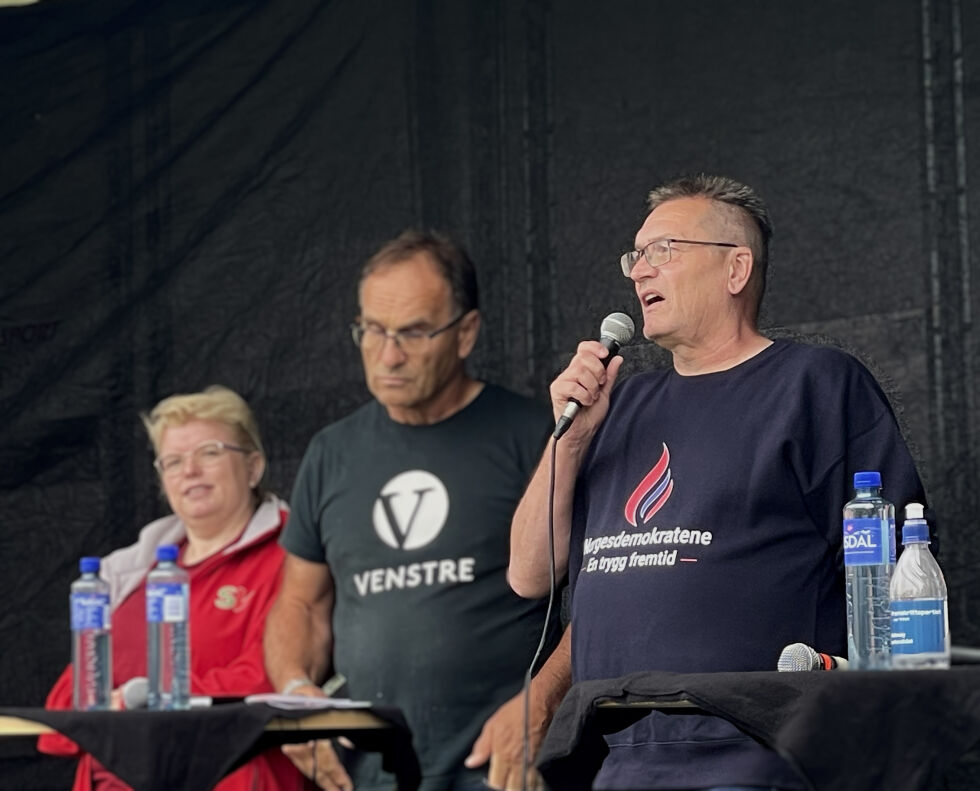 Norgesdemokratenes toppkandidat Jan Einar Gravseth på debatt under Rørvikdagan. Han ønsker ikke å kommentere denne saken, ettersom det ikke var han som sendte klagen.
 Foto: Synnøve Hanssen
