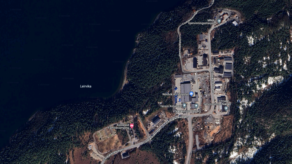 Gnr 62, bnr 589 er overdradd for kr 4.900.000 fra Opplysningsvesenets Fond til Nærøysund kommune.
 Foto: Google maps, skjermdunp