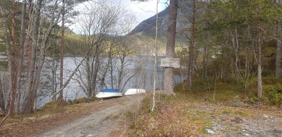 Bilen skal ha trillet ut i dette området ved Storvatnet.
 Foto: Christina Dahl