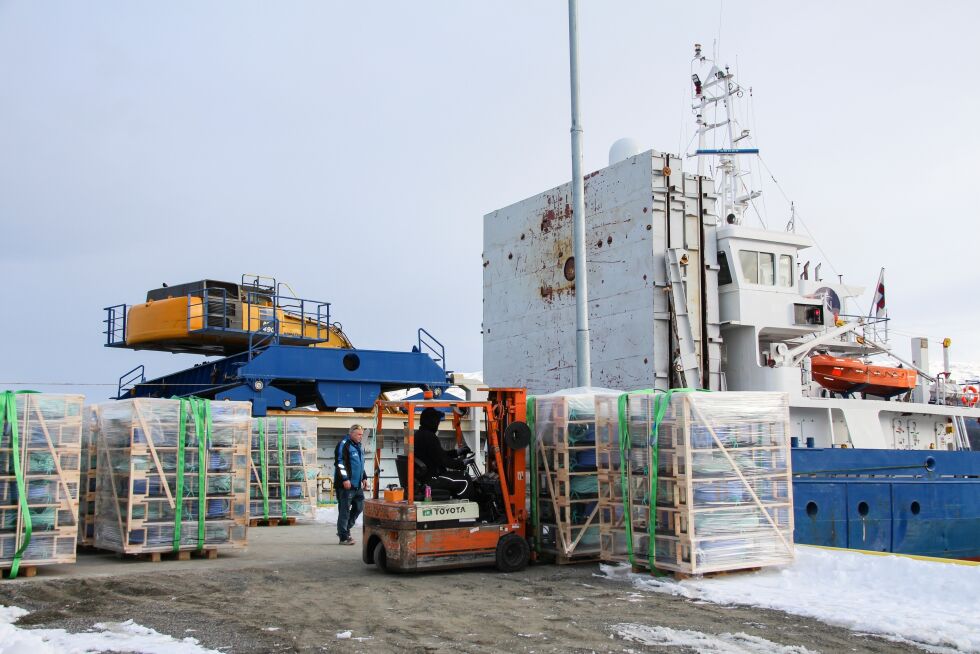 NorseAqua sendte vel 30 paller med utstyr til oppdrettsnæringa på Færøyene på torsdag morgen.
 Foto: Hild Dagslott
