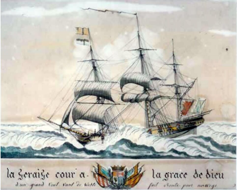 Kaperskipet L'Enfant de La Patrie. Orginalen finnes på sjøfartsmuseet i Dunkerque i Frankrike.