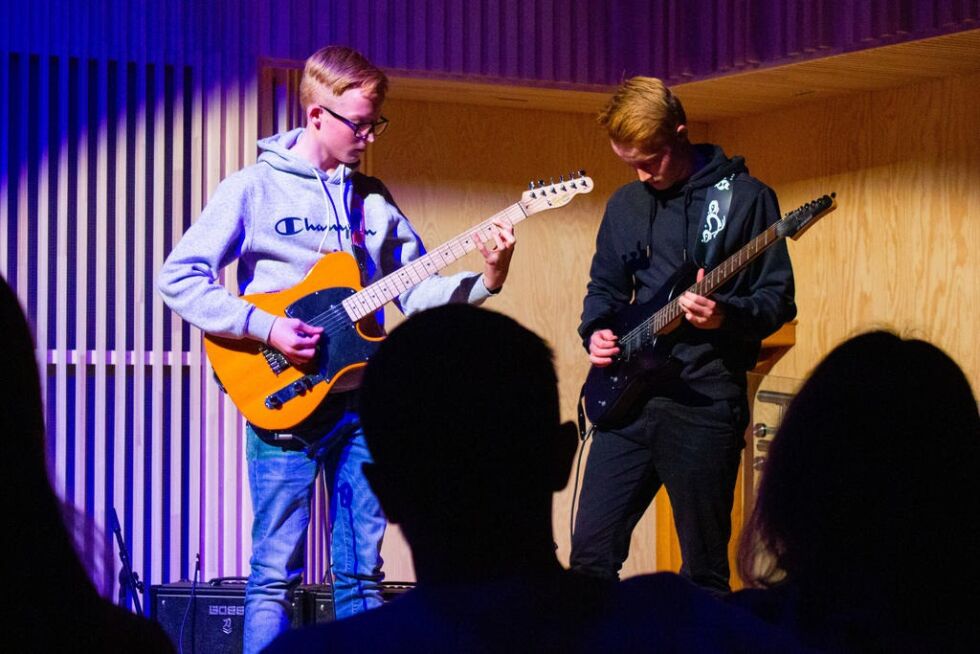 Brødrene Jon og Tor Aavelsgård framførte bluesmusikk på gitar.