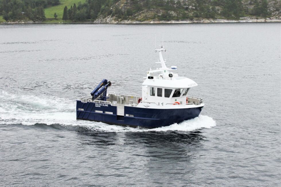 «Hulda Oline» er SalmoNors nye lokalitetsbåt levert av Moen Marin. Den er tegnet, bygd og skal brukes lokalt i Ytre Namdal.
 Foto: Moen Marin