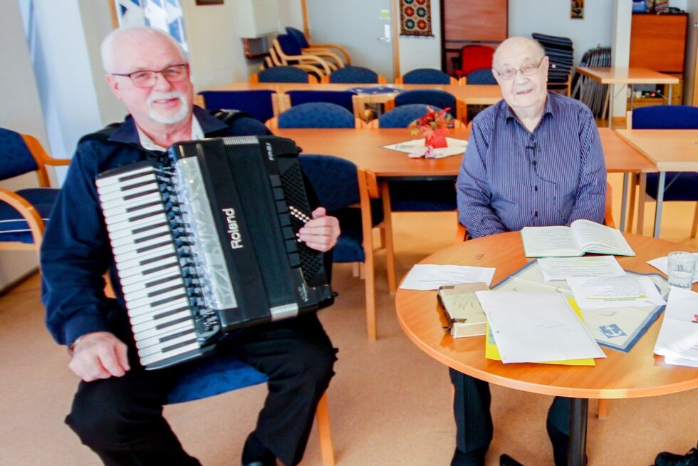 Kjell Arve Borgan t.v. fyller 75 år og derfor inviterer Vikna menighet og prosjektet «Trivsel og glede» ved Arild Jenssen, til jubileumskonsert.
 Foto: Arkiv