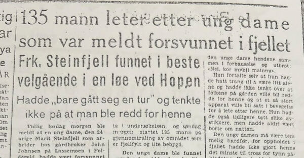 135 mann lette etter forsvunnet dame