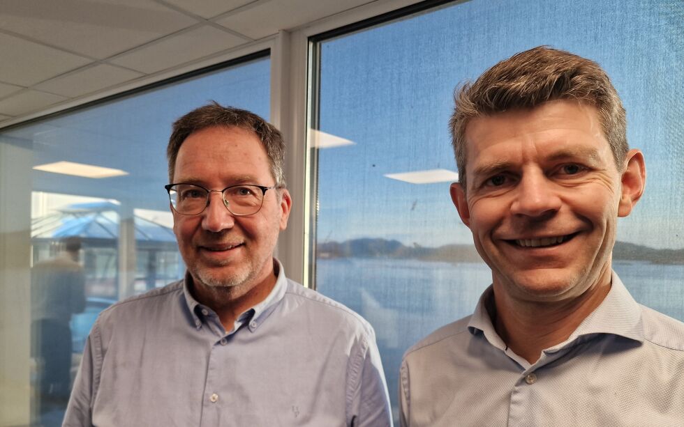 Ocean-Power holdt pressekonferanse hvor de informerte om "Blå strøm". Her representert (fra venstre) Direktør for HMS og kvalitet, Aage Ertsgaard og Administrerende direktør, Erling Ronglan.
 Foto: Frank Jenssen.