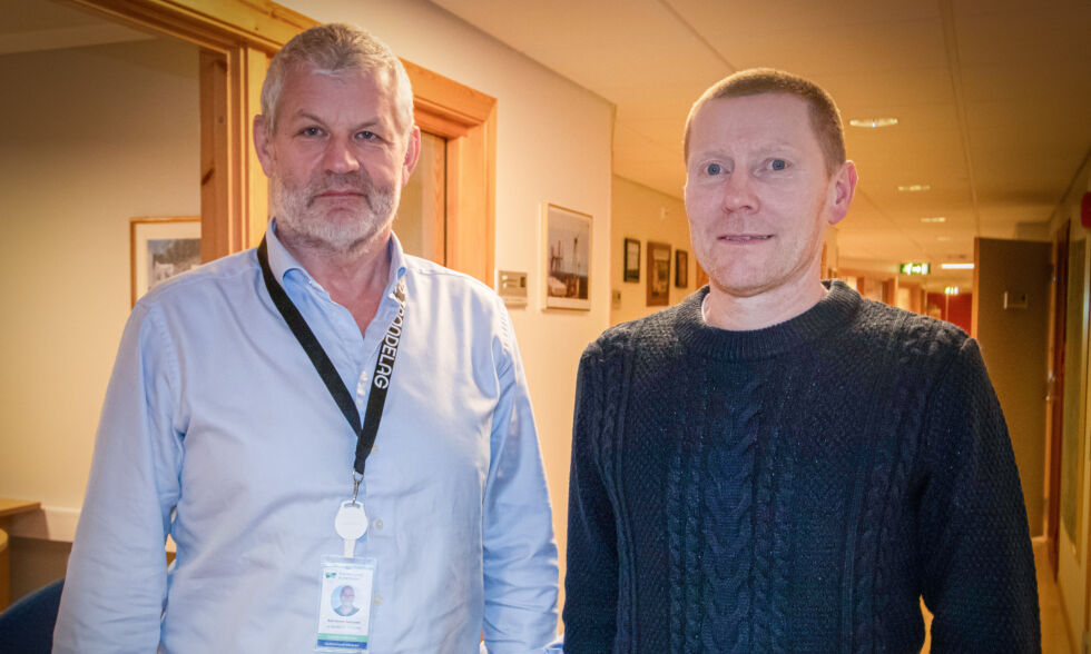 Kommunedirektør Karl Anton Swensen (t.v.) sammen med Fred Moen som nå blir økonomidirektør i Nærøysund kommune.
 Foto: Nærøysund kommune