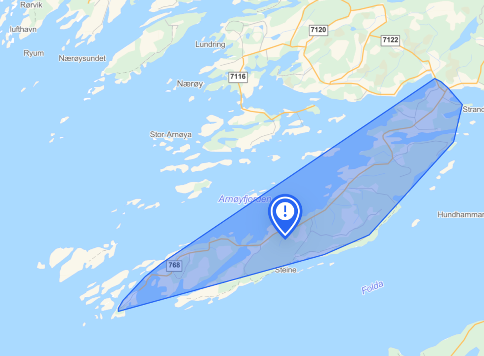 434 husstander har vært strømløse i Nærøysund etter tordenvær.
 Foto: Skjermdump tensio.no